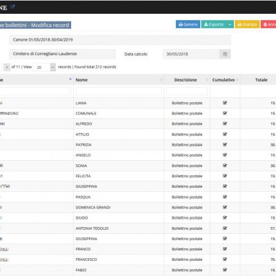 Aaronne gestisce l'importazione e l'esportazione con le Poste Italiane, per emettere e controllare la bollettazione, che verrà poi associata allo stato del pagamento. L'invio poi è gestito dalle Poste direttamente oppure tramite email dove possibile. Integrato sistema di Solleciti e reinvio bollette.